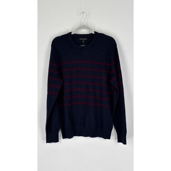 Banana Republic Striped Knit Crew Neck Sweater Pullover Mens Size Large Blue New - Picture 1 of 6